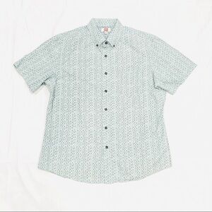 Hudson North Light Blue Mod Pattern Button Down Short Sleeve Top